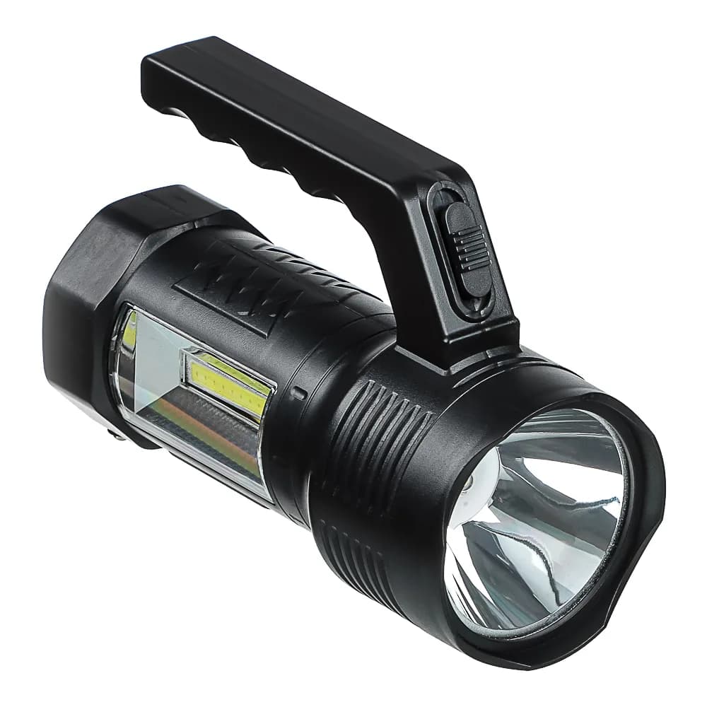 Фонарь прожектор ЕРМАК, 1 СОВ + LED, 800мАч, вилка 220В, 62х91х145 мм, 2 режима, пластик