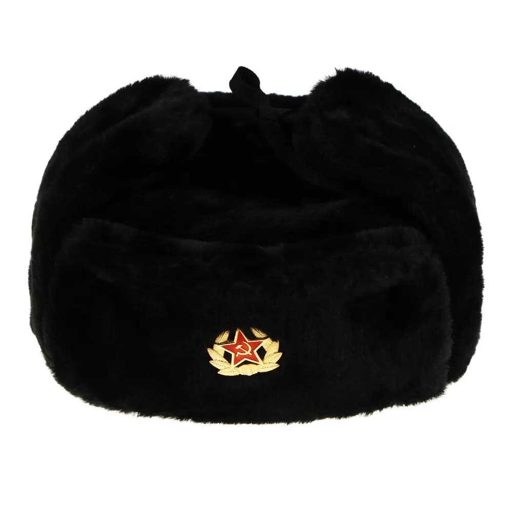 Шапка-ушанка с кокардой, GALANTE, р. 58, 100% полиэстер, черный цвет, 26-21