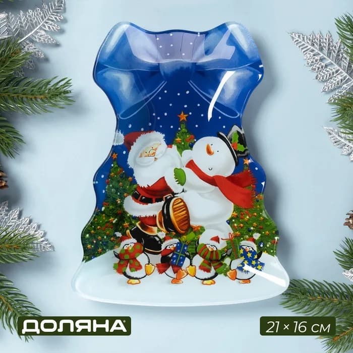 Блюдо сервировочное "Ёлочка с бантом. Пир."21*16*2 см