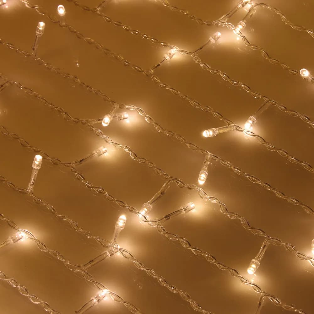 СНОУ БУМ Гирлянда эл. бахрома 96LED*шампань, 2х0, 5м, 16LED мерцание, 16 нитей, ПВХ прозр, коннектор, 220В
