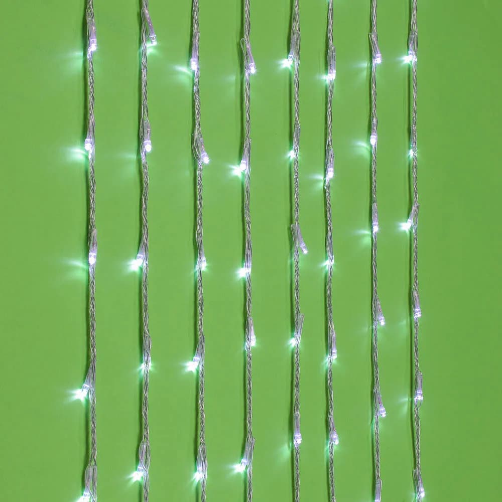СНОУ БУМ Гирлянда эл. бахрома 2, 5х0, 6м, 128LED*белый, эффект водопада, 8 реж, пп, коннектор, 220В