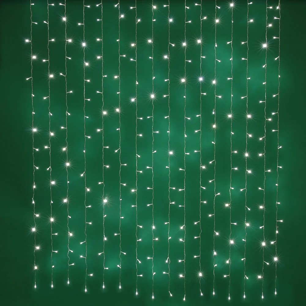СНОУ БУМ Гирлянда эл. занавес 2x1, 5м, 272LED*белый, мерцание., ПВХ прозрач., коннектор, 220В