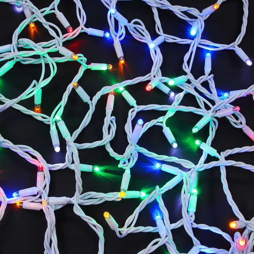 СНОУ БУМ Эл.гирлянда вьюн уличный, 10м, 80LED, "Новый мульти", мерцание, ПВХ белый, коннектор, IP65, 220В