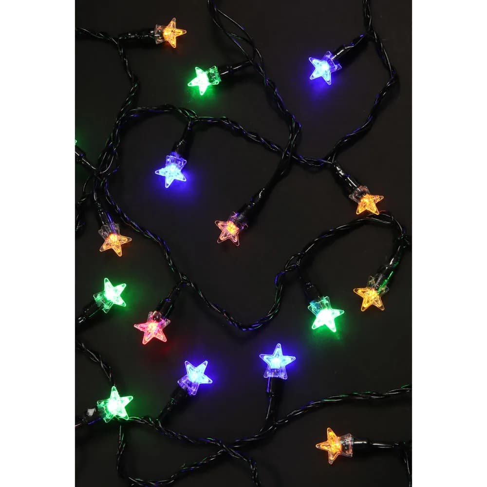 СНОУ БУМ Гирлянда эл. улич. с насадками "Звезда", 10м, 100LED, мульти, 8 реж, ПВХ черный, 220В