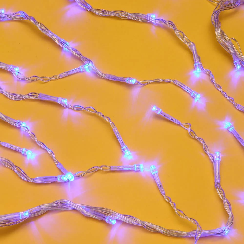 СНОУ БУМ Гирлянда эл.бахрома 2, 5х0, 6м, 128LED/синий, эффект водопада, 8 реж, ПВХ прозр, коннект, 220В