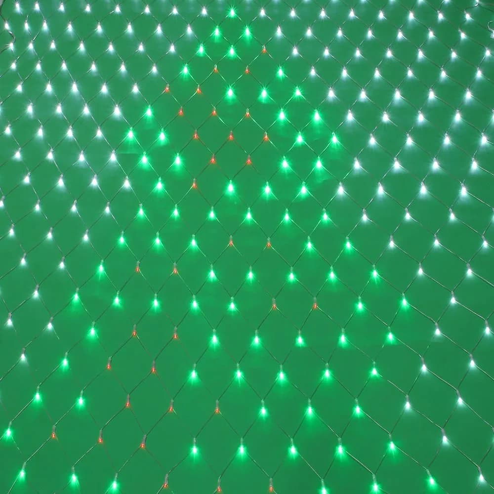 СНОУ БУМ Гирлянда эл. сеть 360LED, 2.2х1.65м, белый/красный/зеленый, ПВХ прозр., пост.свечение. 220В