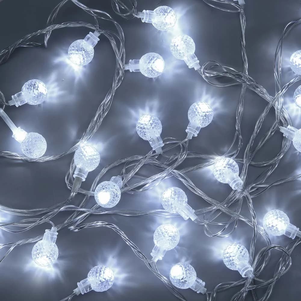 СНОУ БУМ Гирлянда эл. вьюн 5м, 28LED, белый, постоянное свечение, ПВХ прозрачный, 220В, 381-350
