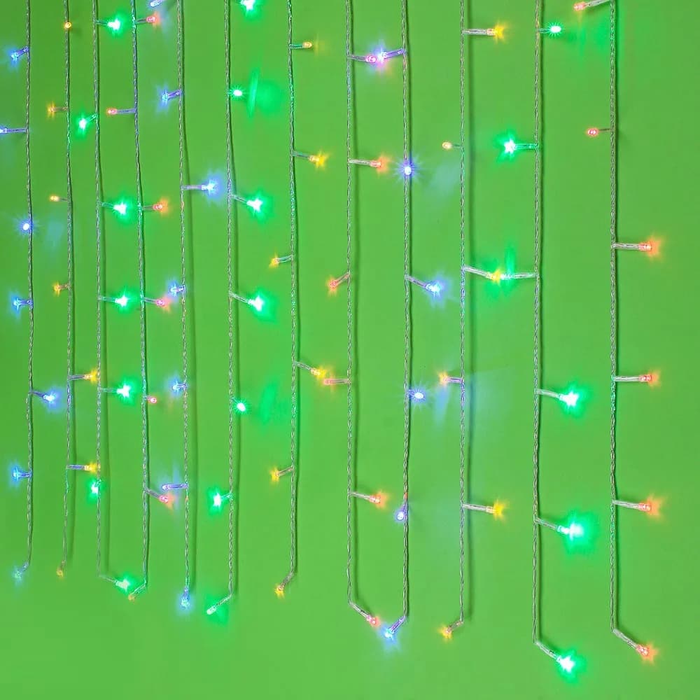 СНОУ БУМ Гирлянда эл. бахрома, 96LED, 3x0, 7м, мультицвет, 8 реж, ПВХ прозр., коннектор, 220В