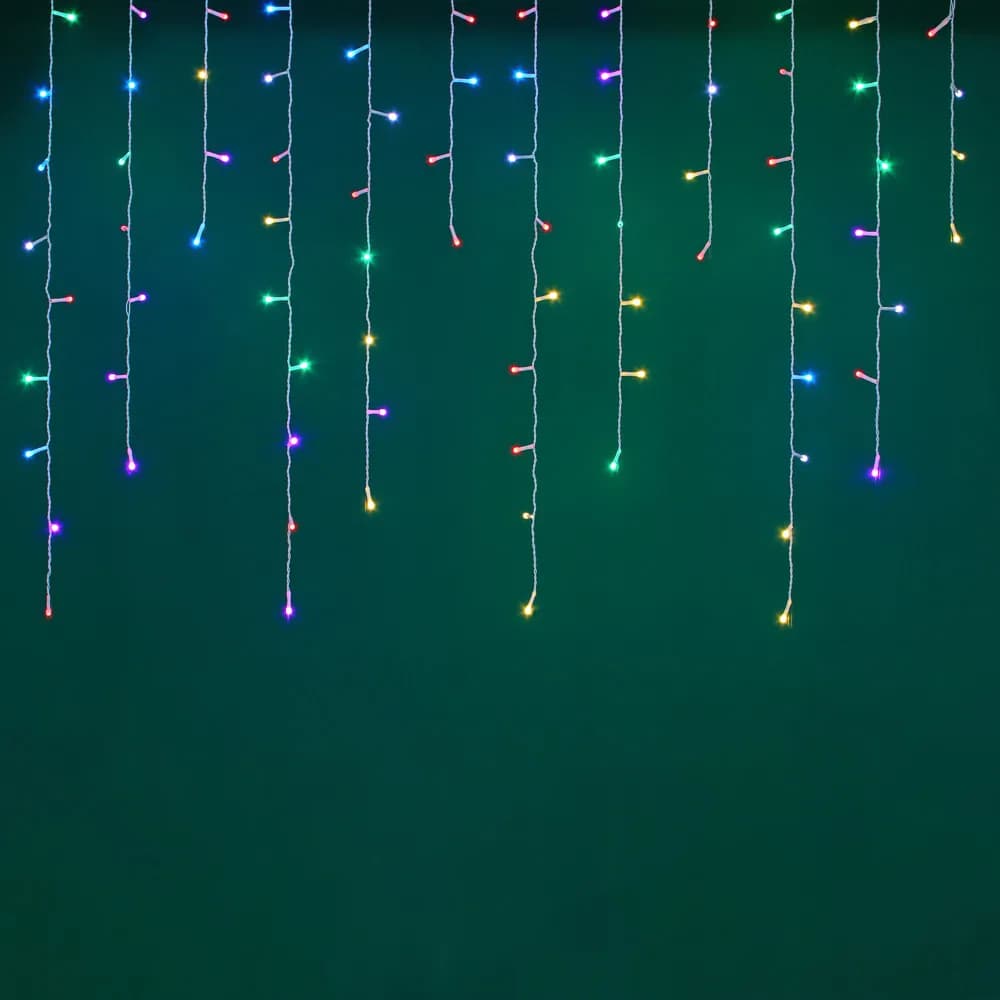 СНОУ БУМ Гирлянда эл. бахрома 2.5x0.35х0.55x0.75м, 80LED, мульти MIX, 8 реж, ПВХ белый, коннект, 220В