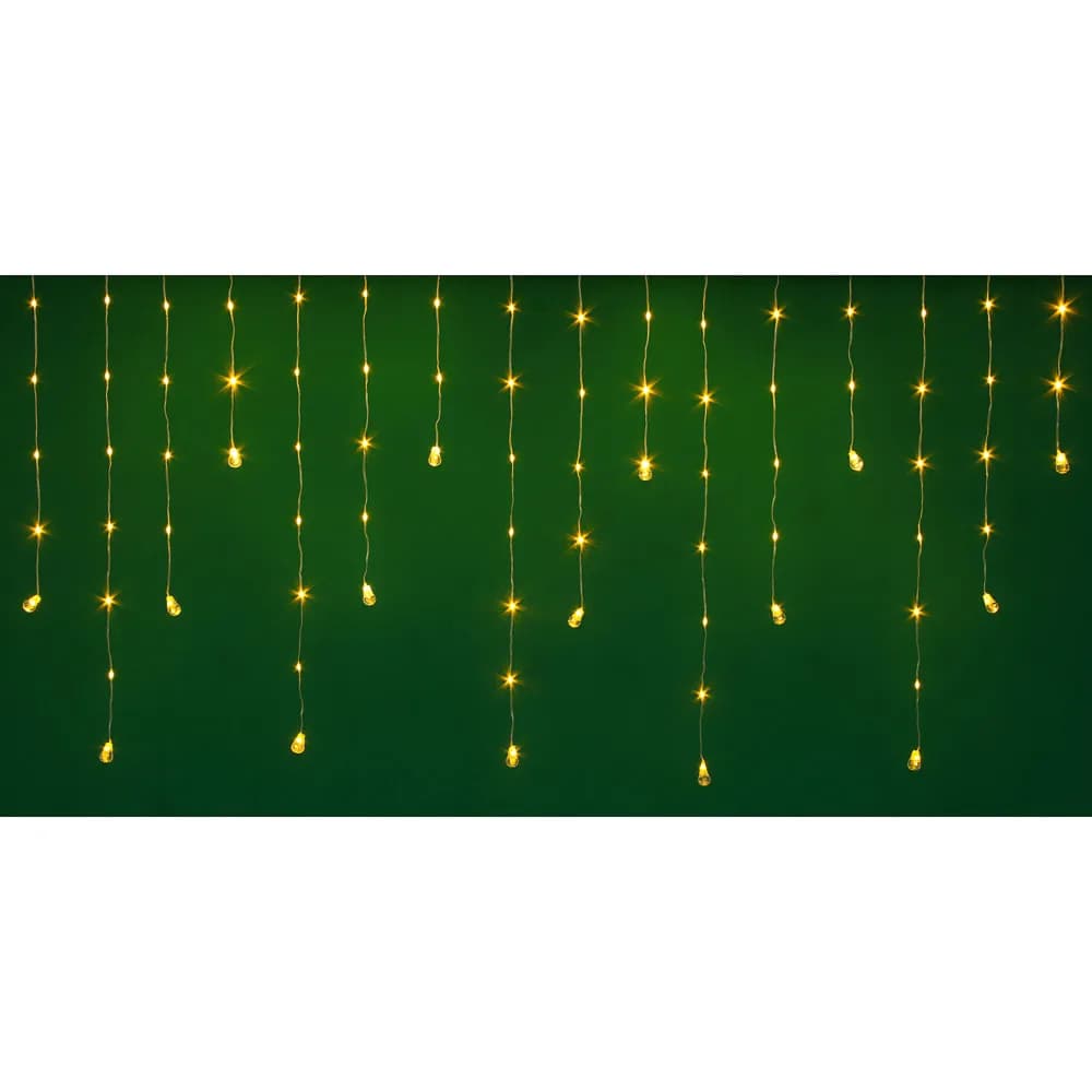 СНОУ БУМ Гирлянда эл. бахрома с каплями 2.5x0.3х0.5x0.7м, 80LED, шампань, пост свеч, ПВХ проз, 220В