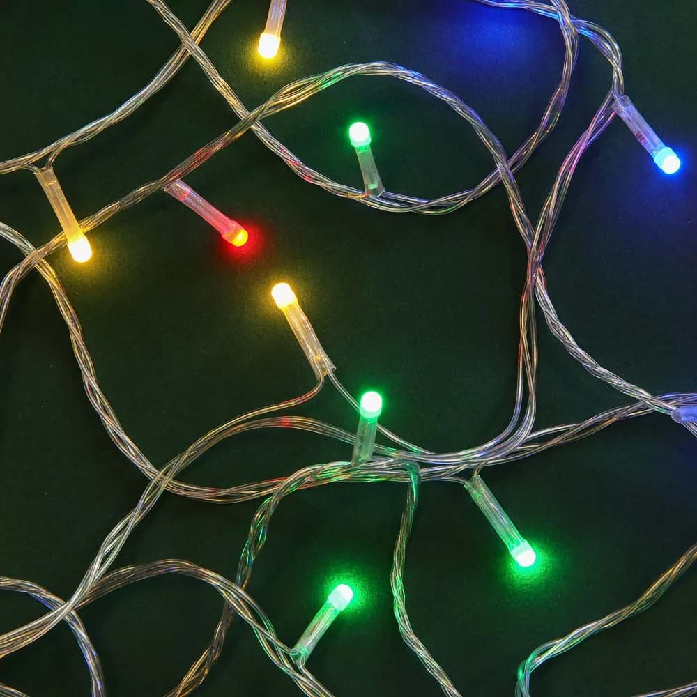 СНОУ БУМ Гирлянда эл. вьюн 10м, 80LED, цветной диод/мульти, 8 реж., ПВХ прозрачн., 220В