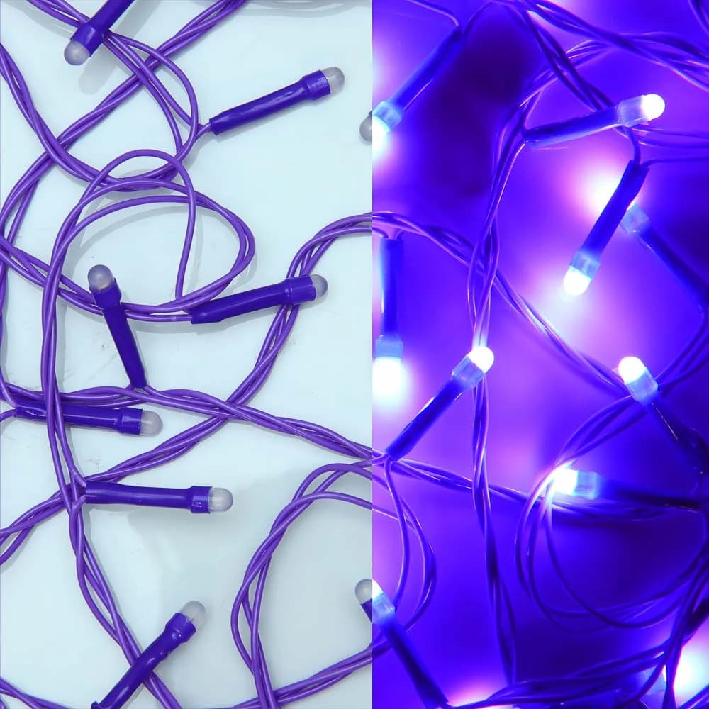 СНОУ БУМ Гирлянда эл. вьюн 10м, 100LED, сиреневый, 8 режимов, ПВХ сиреневый, 220В