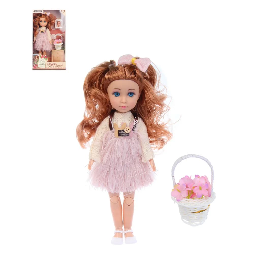 Кукла шарнирная 29 см, с корзинкой, PP, PVC, ABS, полиэстер, Н20, ИГРОЛЕНД