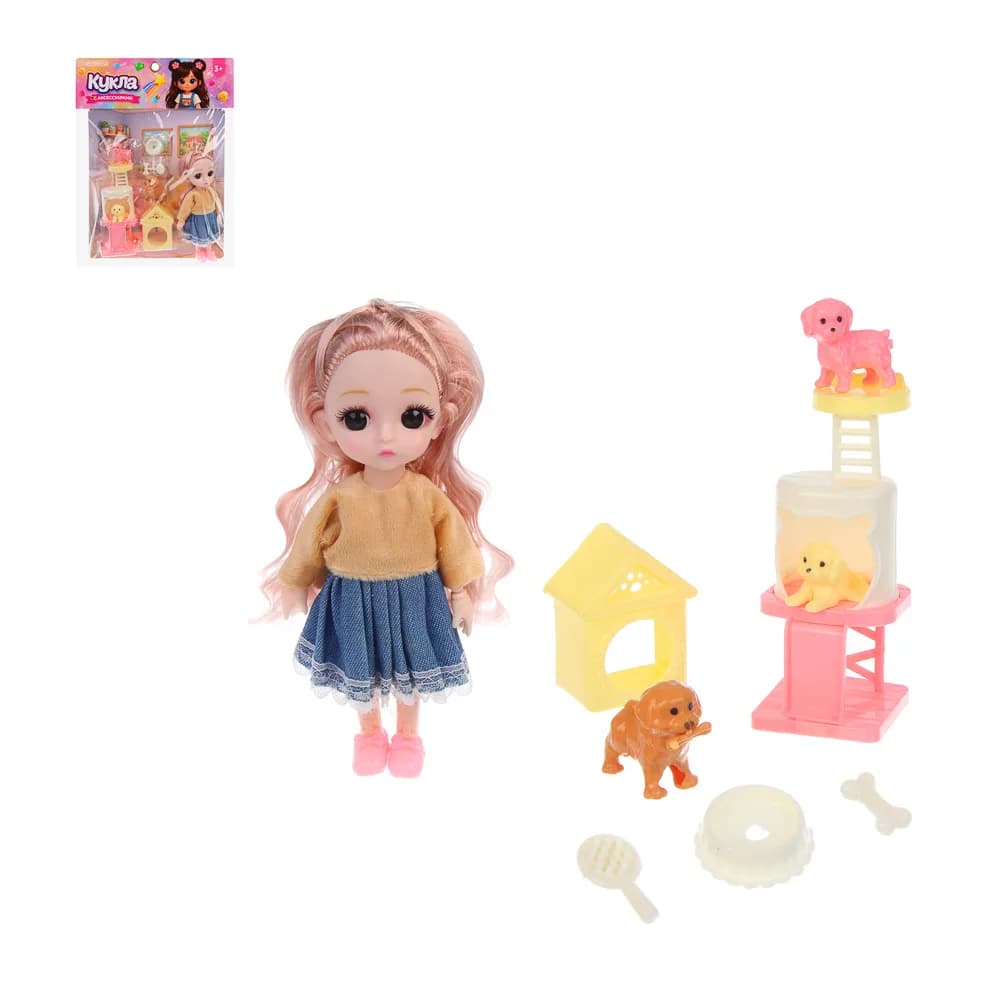 Кукла шарнирная 15 см с акс., PVC, PP, ABS, ИГРОЛЕНД, 3+