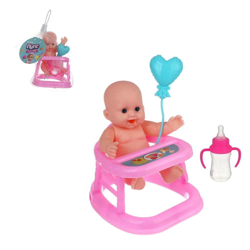 Пупс 12 см в стульчике, PVC, PP, ИГРОЛЕНД, 3+