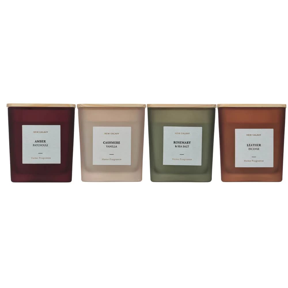 NEW GALAXY Ароматиз. свеча, 150 гр Rosemary & Sea Salt, Leather Incen., Amber Patch, Cashmere Vanill