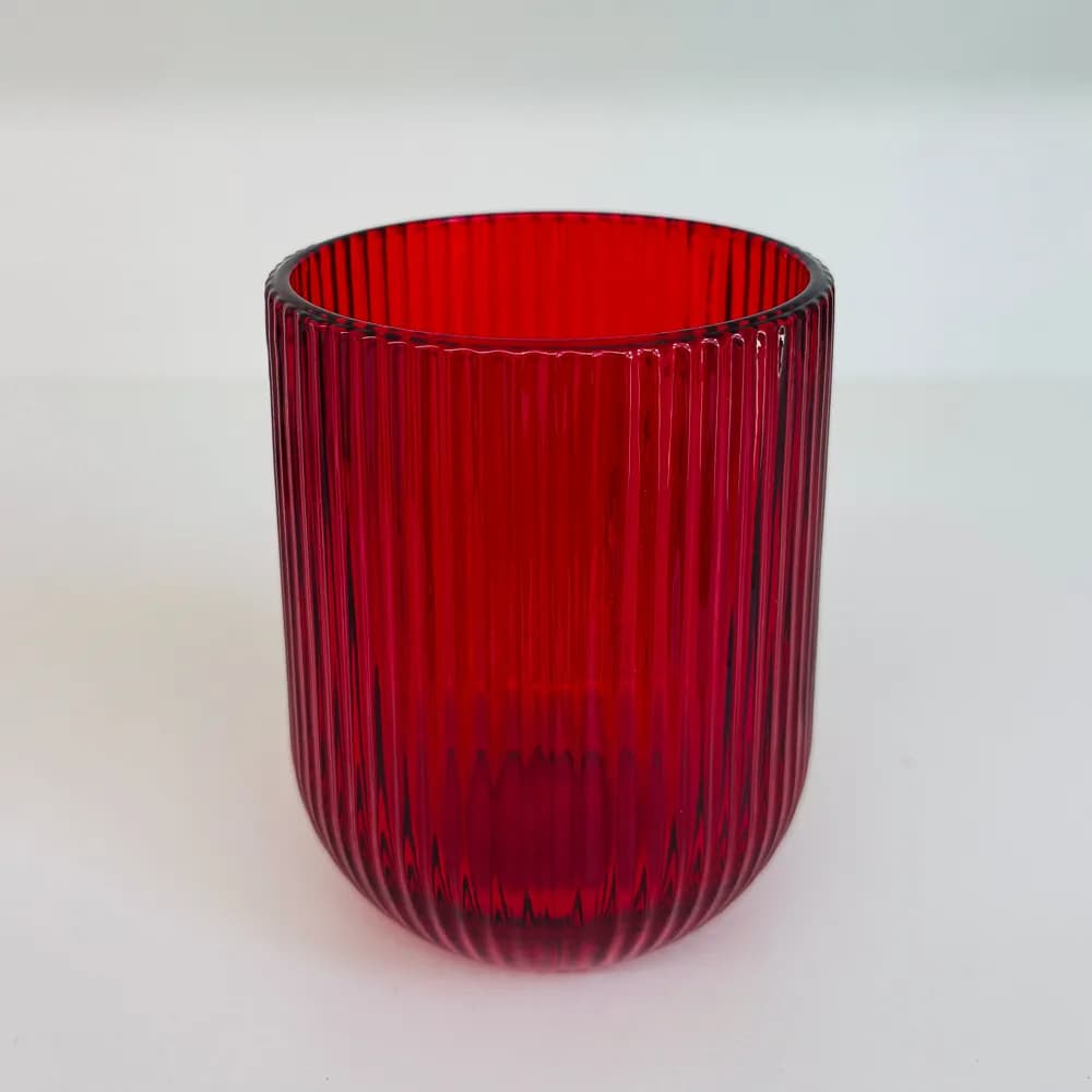Стакан для воды MILLIMI Грея Марсала, стекло, 250мл, 7, 5x9, 5см, красный, рифленый