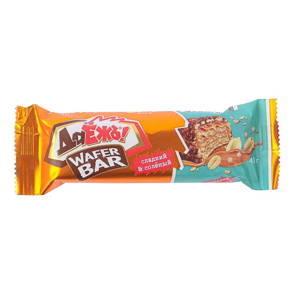 Конфета ДАЁЖЪ Wafer bar с карамелью, арахисом и солёными кранчами, 40г