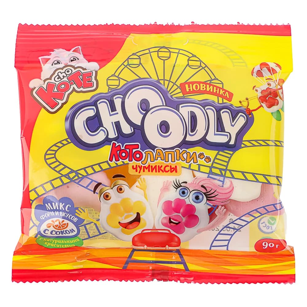 Мармелад жевательный CHOODLY Котолапки, сок 25%, 90г