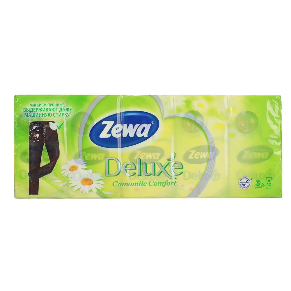 Платочки бумажные носовые Zewa Deluxe Aroma Ромашка, 10шт
