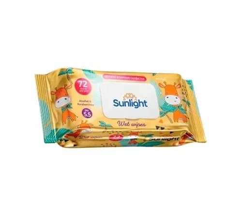 SUNLIGHT Влажные салфетки 72шт Standard Жираф (с клапаном)/24