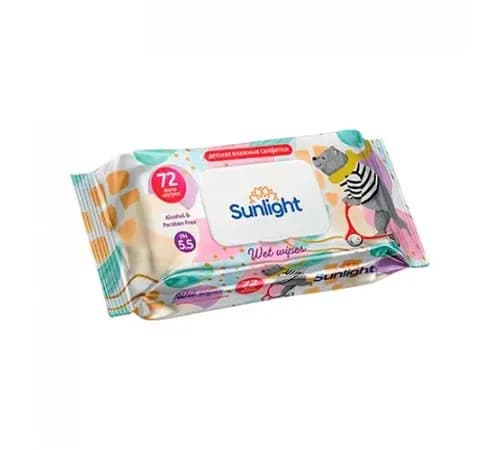 SUNLIGHT Влажные салфетки 72шт Standard Мишка (с клапаном)/24