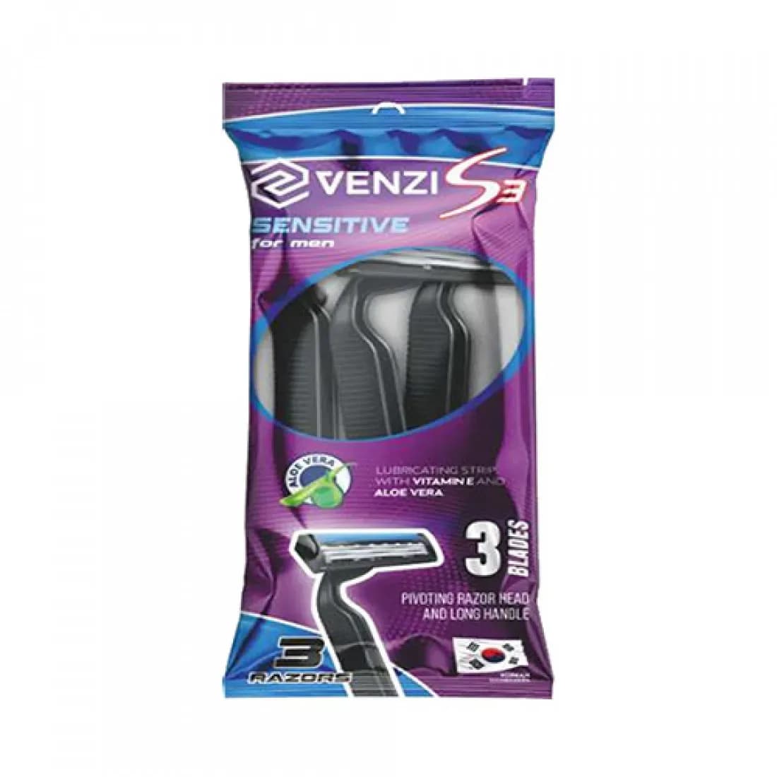 Venzi Одноразовые бритвенные станки S3(3шт)(в пакете)